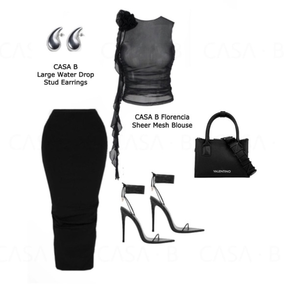 5⭐️CASA B| Florencia Sheer Tulle Flower Appliqué Crop Blouse top - Picture 4 of 9